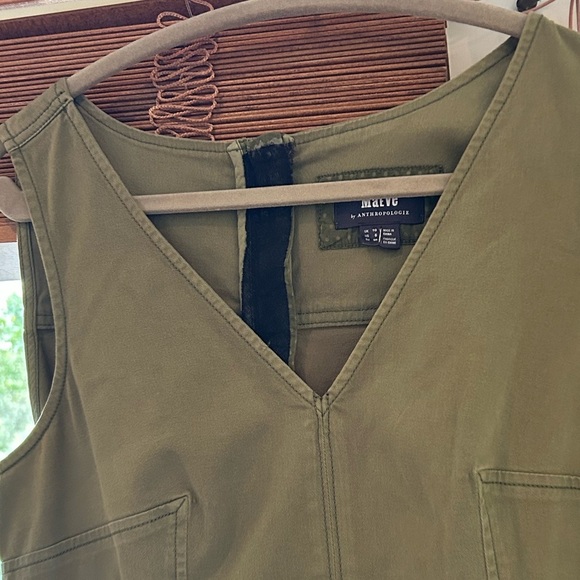 Maeve Green Denim Dress Belt V Neck Midi Length Size 6 (fits snug like a 4) - Picture 4 of 16